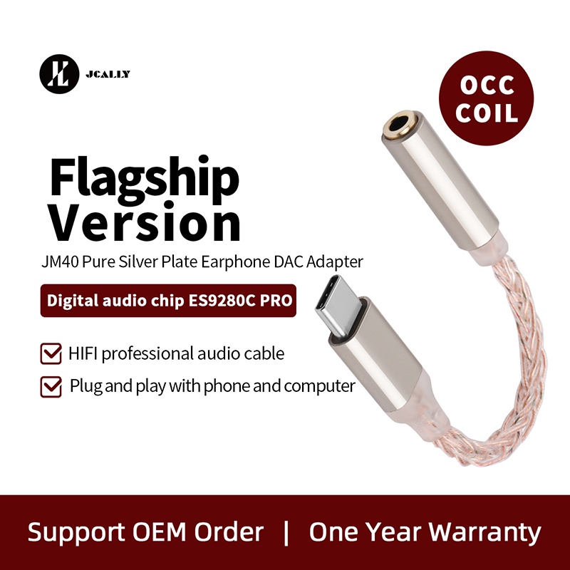 Jcally JM40 ES9280C PRO Kabel Adapter Audio Decoding DAC Tipe C Ke 3.5mm Untuk Headphone