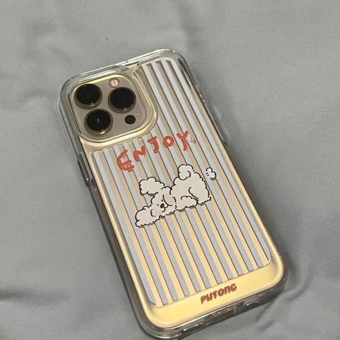 IPHONE Soft Case Anjing Lucu Kompatibel Untuk Iphone13 14 12 11 Pro 7 8 Plus X XR XS MAX Casing Ponsel Transparan Silikon TPU Shockproof Cover
