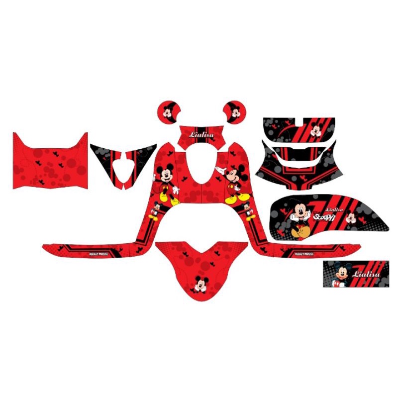 Decal stiker full body SCOOPY motif Mickey mouse