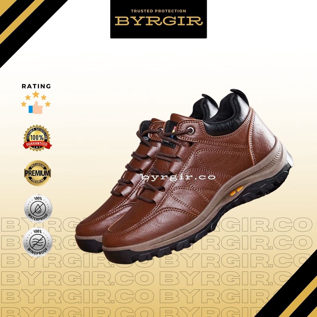 BYRGIR Sepatu Casual Pria Kulit Sneaker Trekking Sport Fashion Safety Boots Kerja Keren