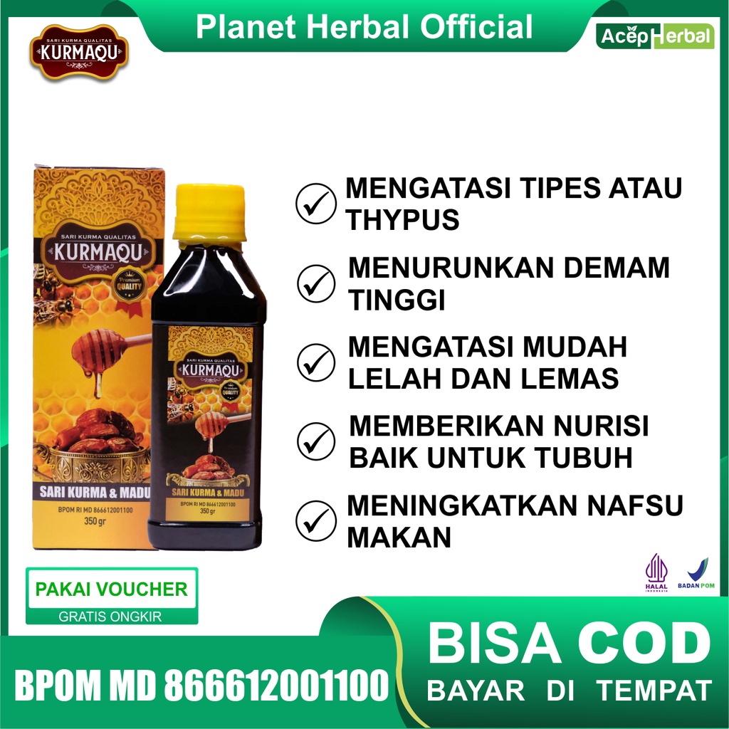 Obat Tipes Thypus Tifoid Demam Tinggi KurmaQu Sari Kurma Dan Madu Qualitas Premium 350 gr