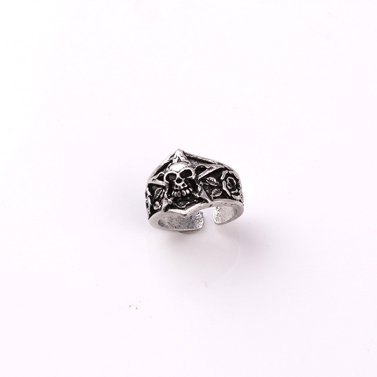 Cincin Bahan Alloy Motif Tengkorak Gaya vintage Untuk Pria