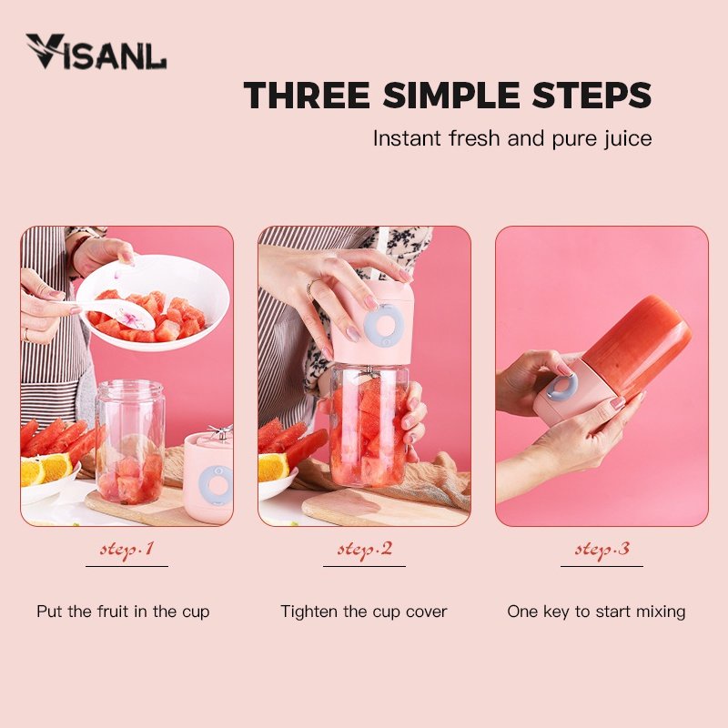 MultifungsiBlender Jus Portable Mini Juicer 500ML botol Juice Blender Cup USB Electric Blender Mata Pisau Bisa