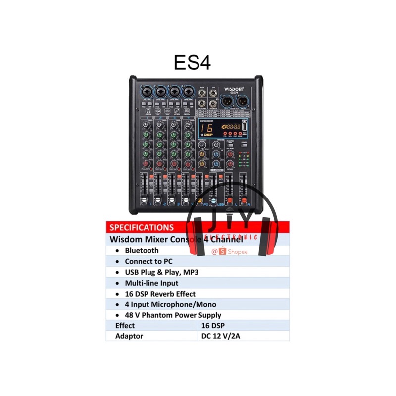 Audio Mixer Wisdom 4 Channel ES4 ES 4 ES-4