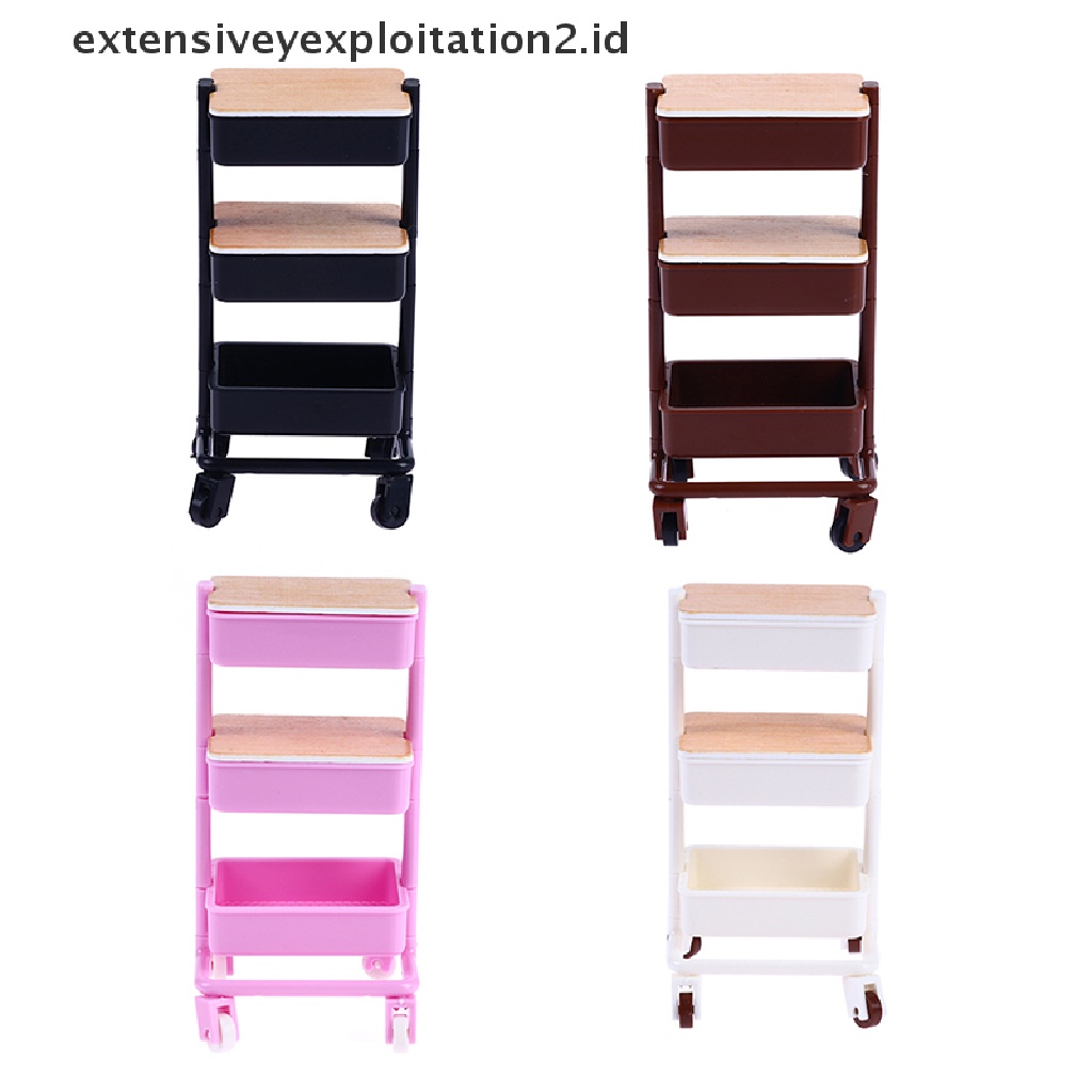 Mainan Miniatur Trolley Makan Dengan Roda Untuk Dekorasi Rumah Boneka 1: 12