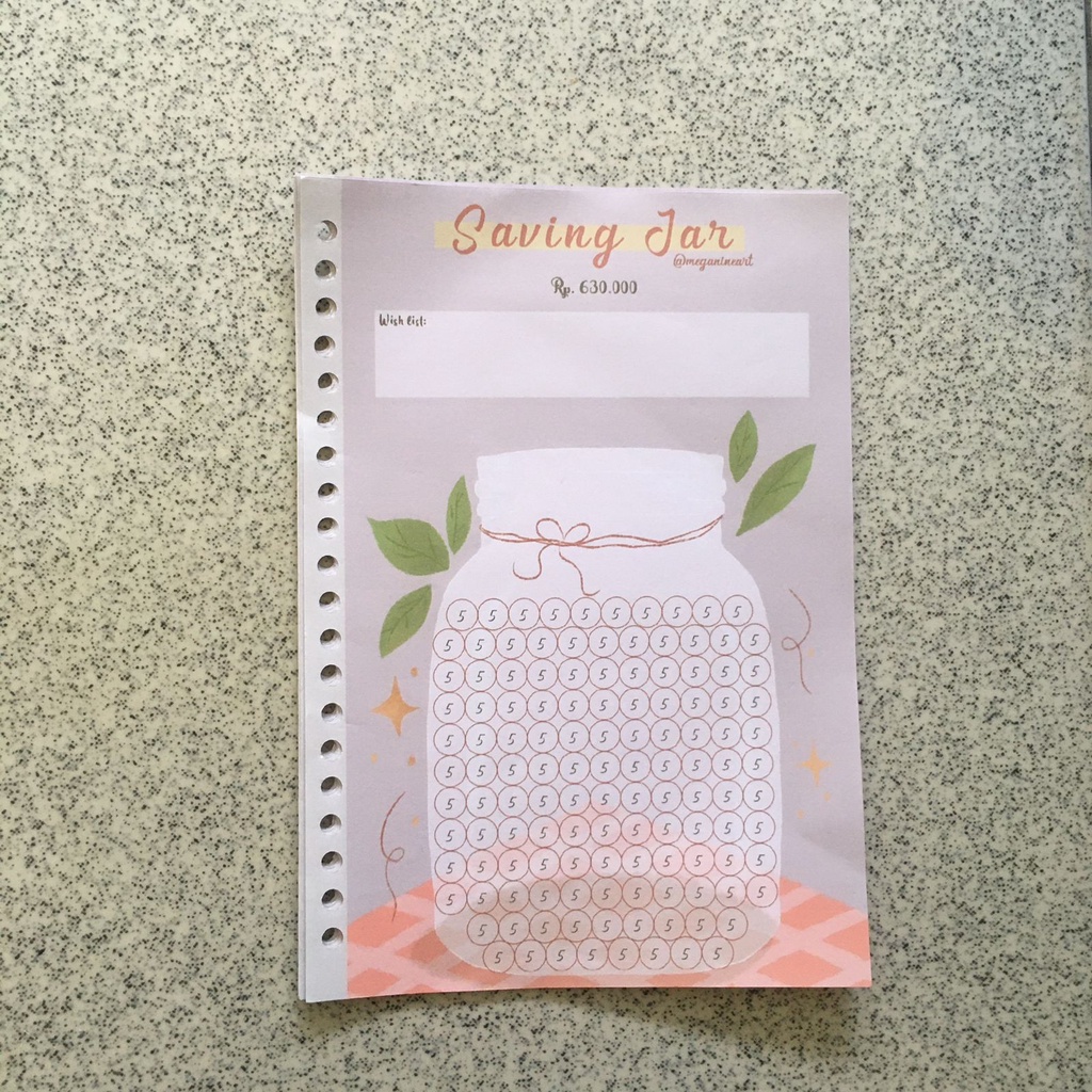 

loose leaf/isi binder saving jar Rp. 5000 Ukuran A5 20 holes / 6 holes