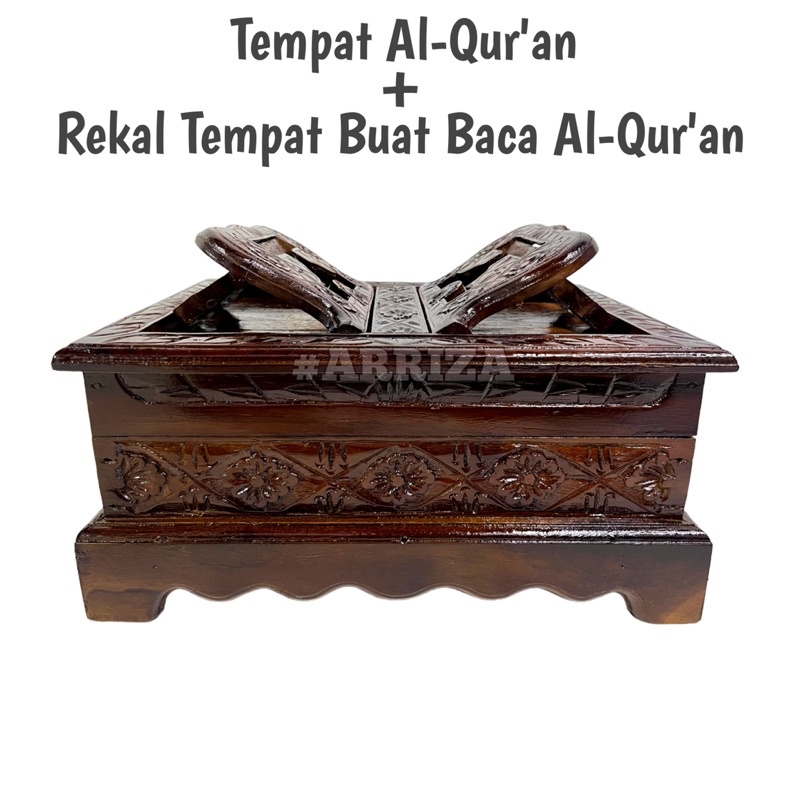 TEMPAT KITAB AL-QURAN + REKAL TEMPAT MEMBACA AL QURAN KAYU JATI ASLI