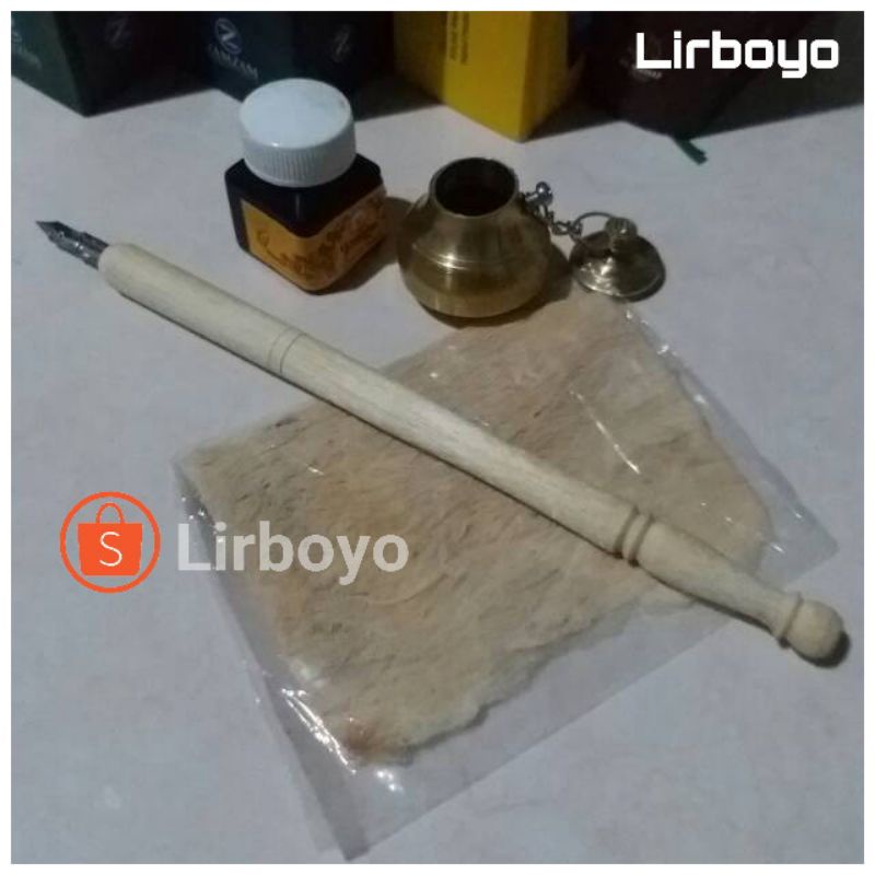 Paket HEMAT PENA Tutul Kayu Tinta Wadah Tinta Serat untuk Kitab Kuning Makna Pesantren