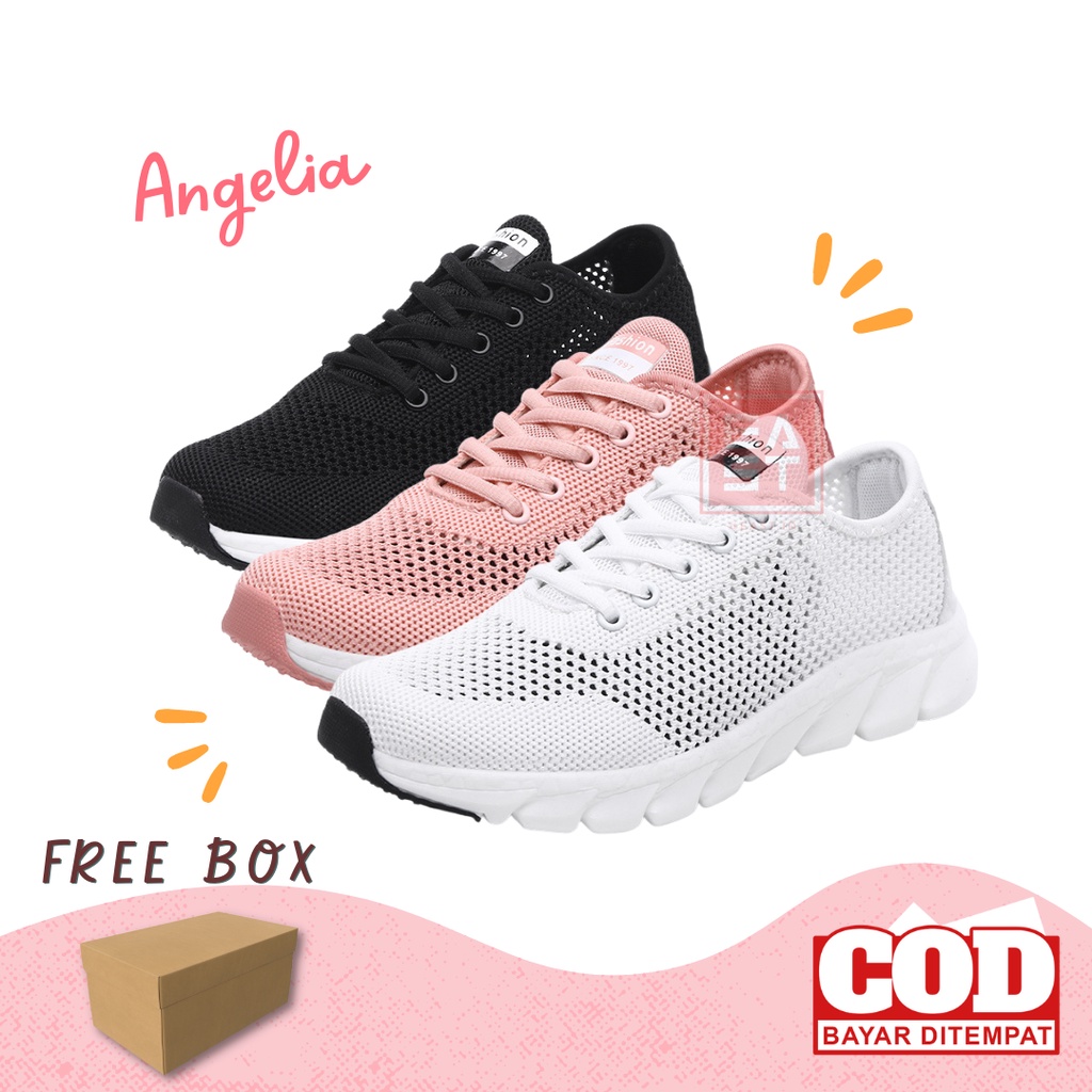 Sepatu Angelia Sneakers Kanvas Wanita Casual Import Korea Sport