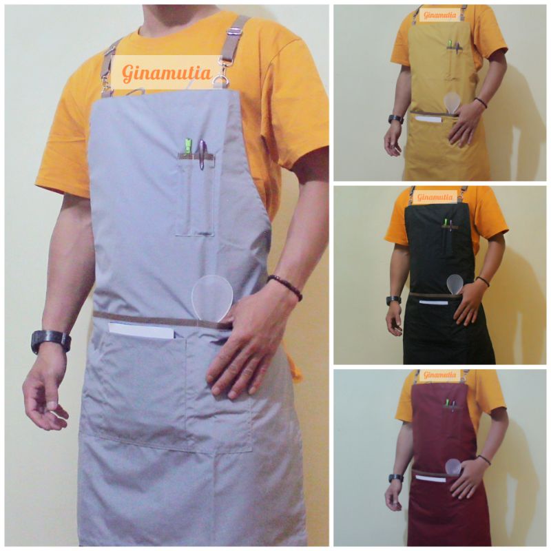 CLEMEK MASAK / APPRON BARISTA / APRON MASAK / CELEMEK BARISTA / CLEMEK BARISTA KAIN KULIT / APRON / 