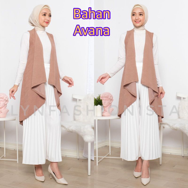 LYNFASHIONISTA-KARDIGAN WANITA MUSLIM MODEL LAYER TANPA LENGAN/LAVINA