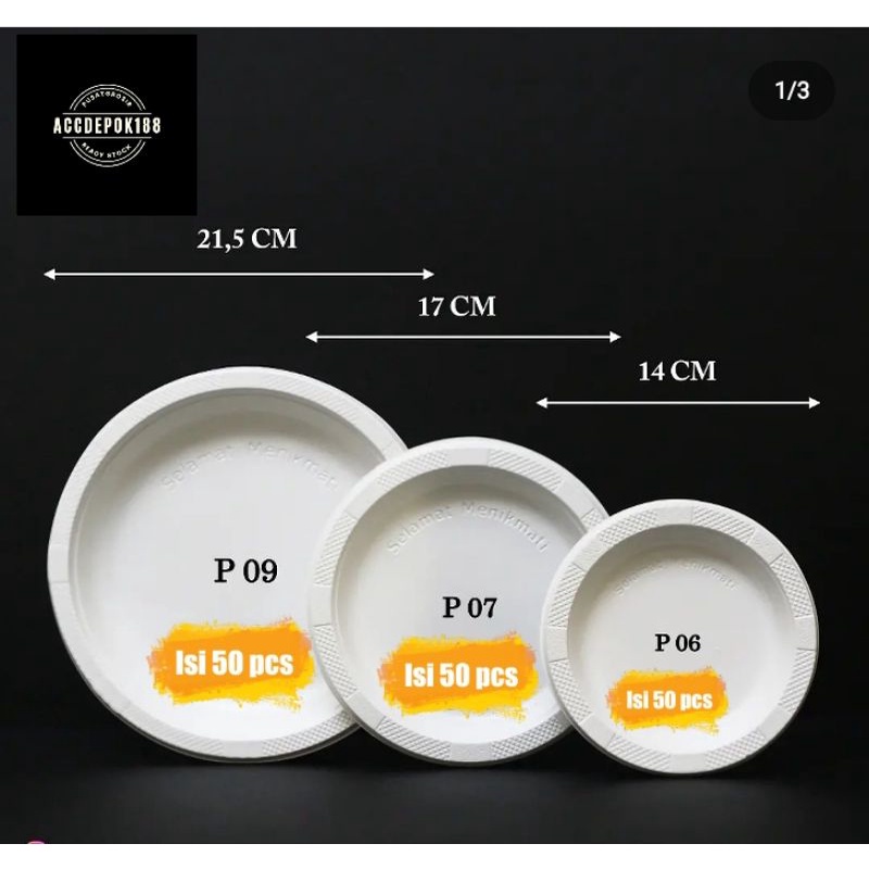 PIRING PLASTIK UK 6 / PIRING PLASTIK UK P6 / PIRING KECIL WARNA PUTIH SEKALI PAKAI ISI -/+ 50PCS