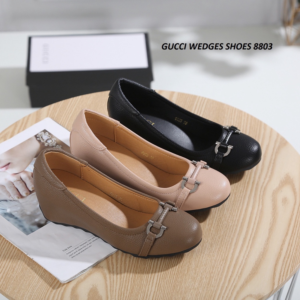 SEPATU WANITA WEDGES KULIT SHOES 8803