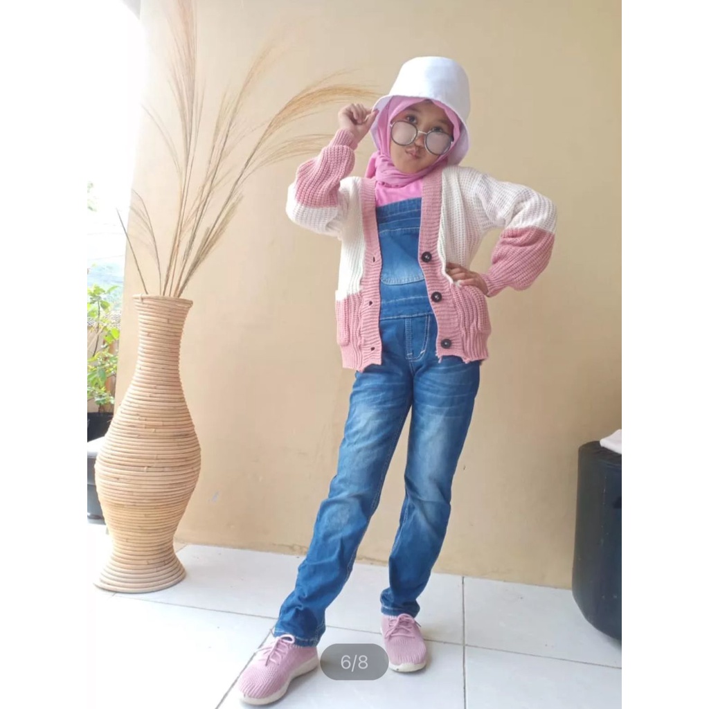 Cardigan Rajut Anak Kombinasi 2 Warna - Pakaian Perempuan