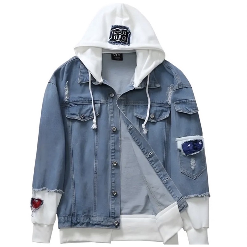 JAKET JEANS PRIA KOREAN STYLE/ JAKET JEANS COWOK KOMBINASI