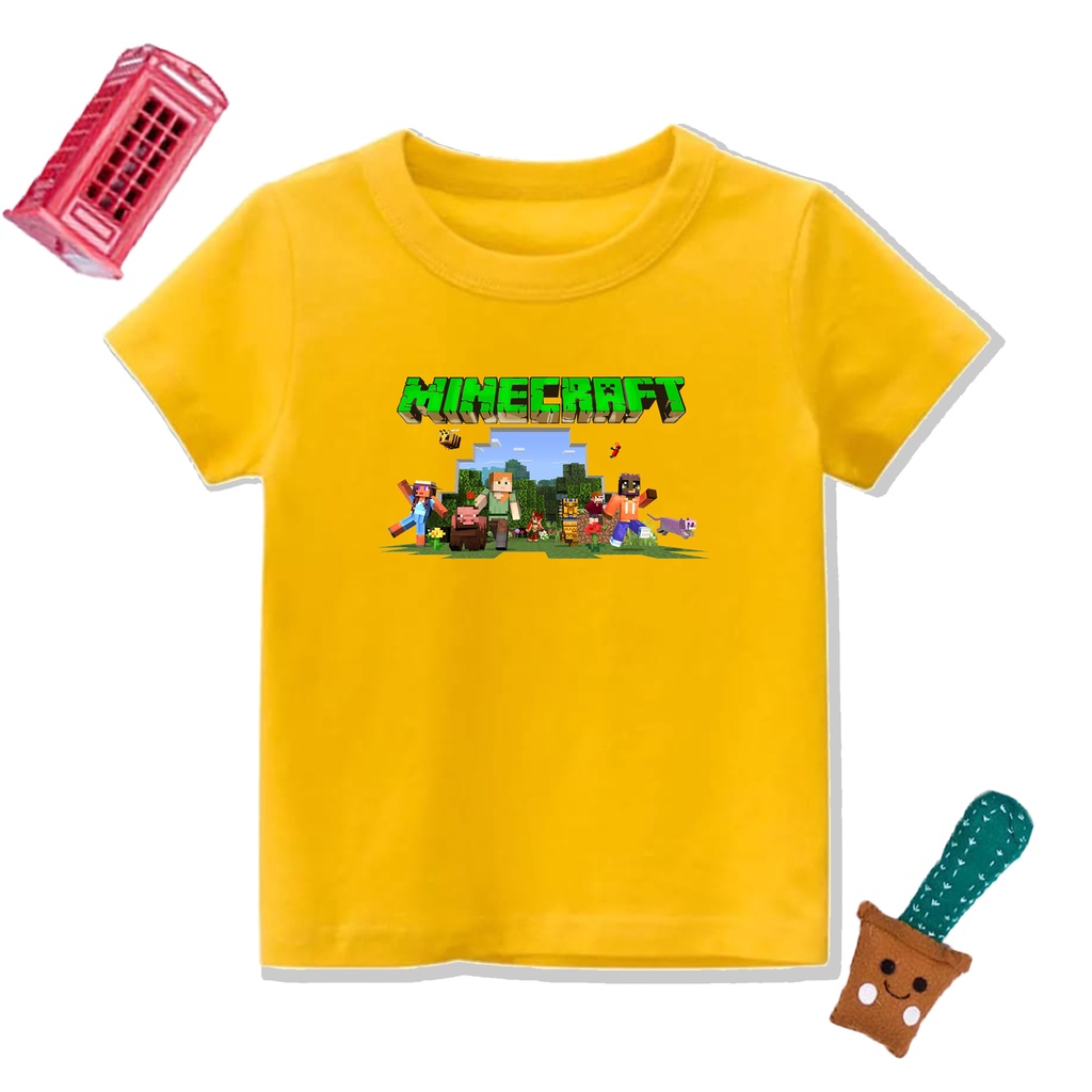 PVJ - Tshirt Anak Karakter Game Mine Craft Kaos Anak Laki laki Dan Perempuan