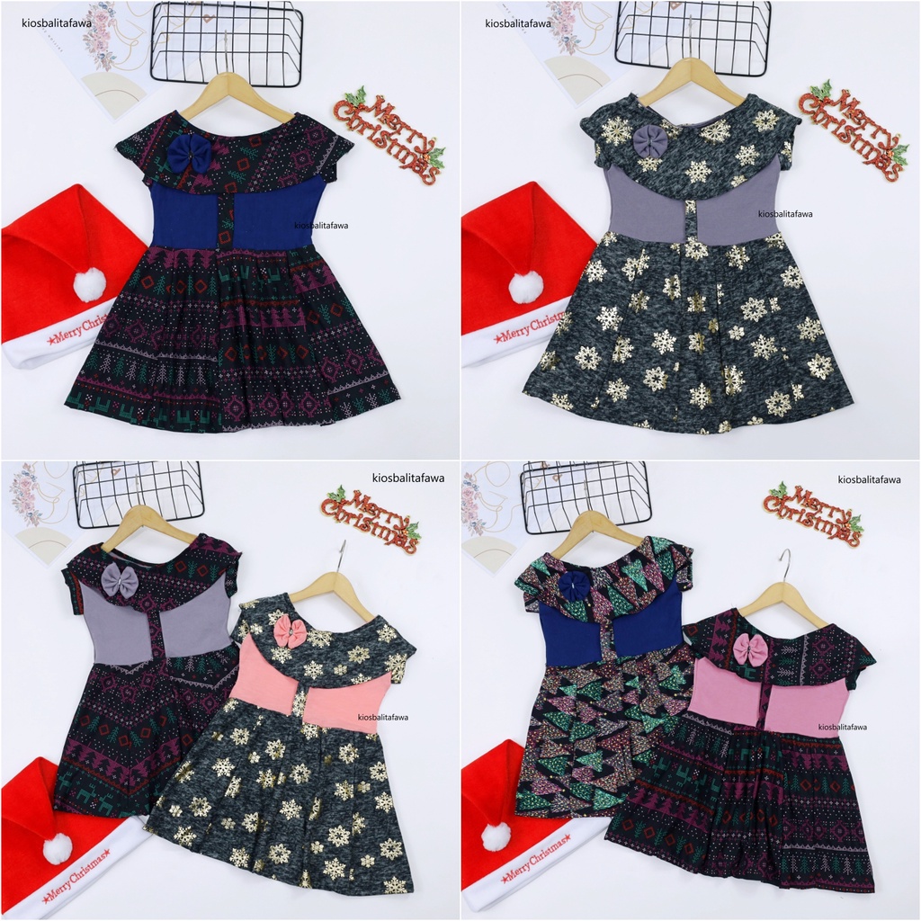 [NATAL] Dress Evelin uk Bayi - 2 Tahun / Dres Yukensi Baby Baju Anak Christmas Perempuan Gaun Pesta Babycinnamon