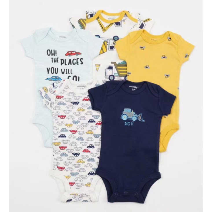 BABY K2 - Baby Bodysuit isi 5 Pcs Motif Mobil Digit