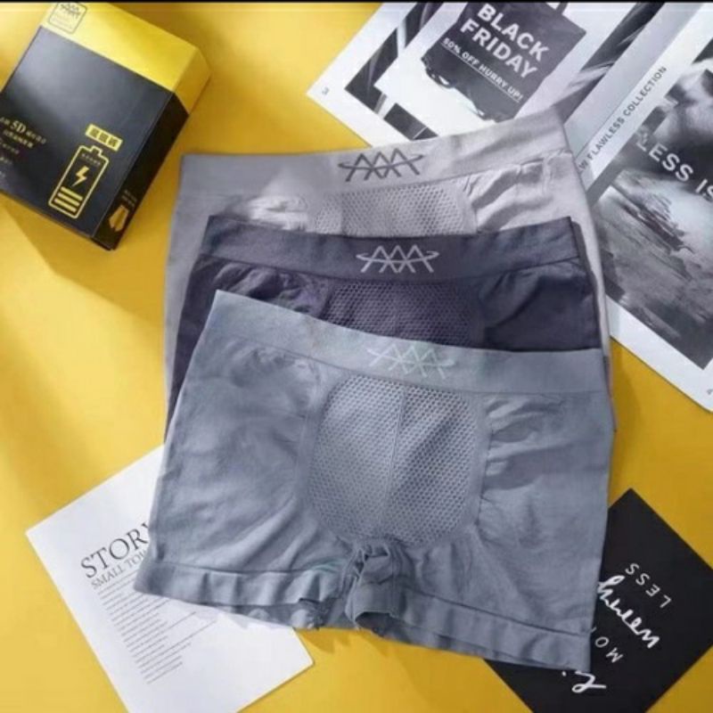 H ( H12 ) BOXER CELANA DALAM PRIA DEWASA 3IN1 / CD PRIA KUALITAS TERBAIK ( FREE PLASTIK )