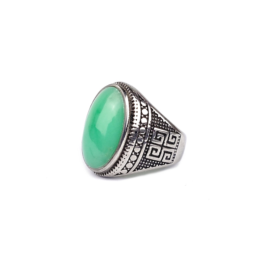 Cincin Titanium Natural Green Chrysoprase Australia Top Collection