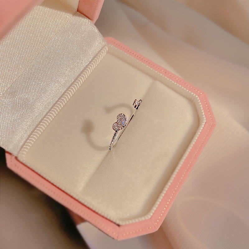 Cincin S925 Sterling Silver Desain Hati Hias Kristal Berlian Untuk Wanita