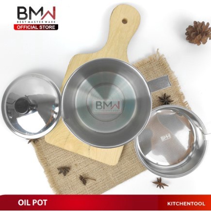 BMW Oil pot Stainless - Tempat Saringan Minyak Goreng - 1.3 Liter