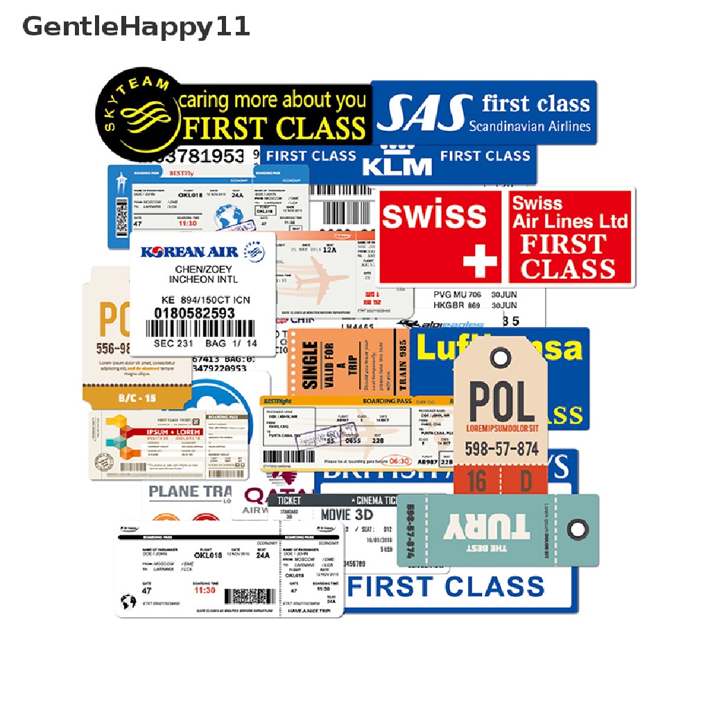 Gentlehappy 30PCS Boarding Pass Air Ticket Graffiti Stiker DIY Sepeda Travel Bagasi Sticker id