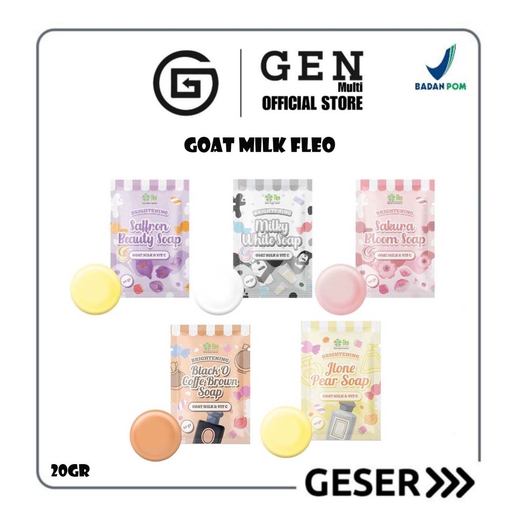 GEN - BPOM Sabun Fleo Goat Milk 20gr / Soap Brightening Fleo 20gr / Sabun Goat Milk Fleo 20gr