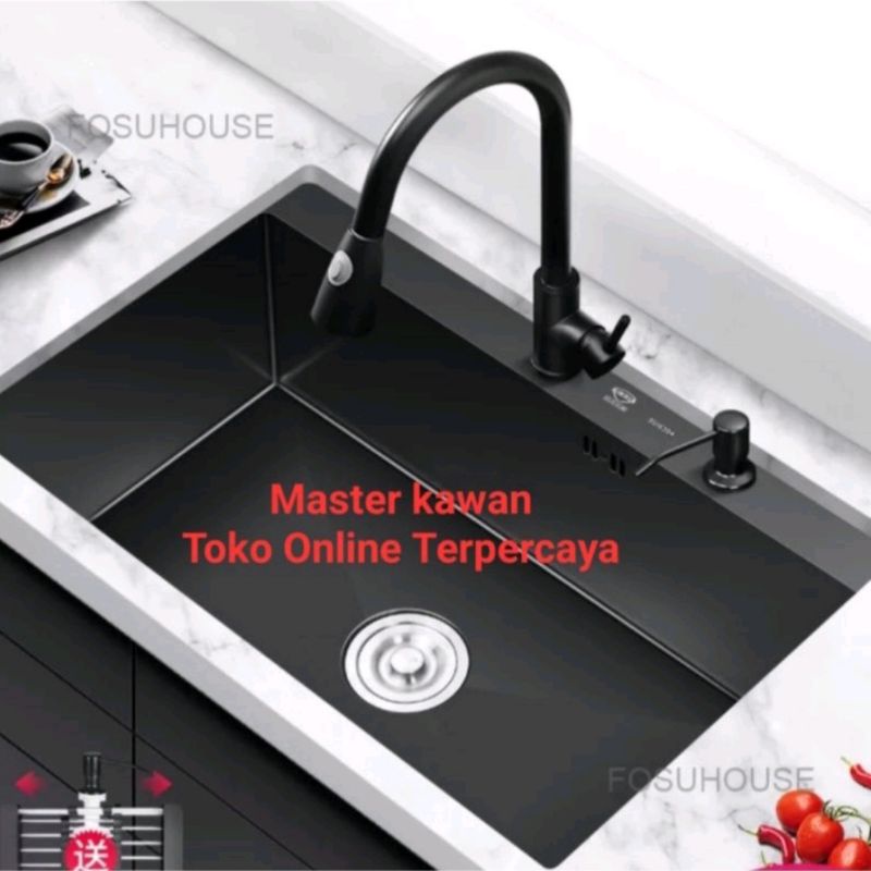 Paket Lengkap Kitchen Sink Stainless VALPRA 5040 HITAM /Bak Cuci Piring VALPRA 5040 BLACK