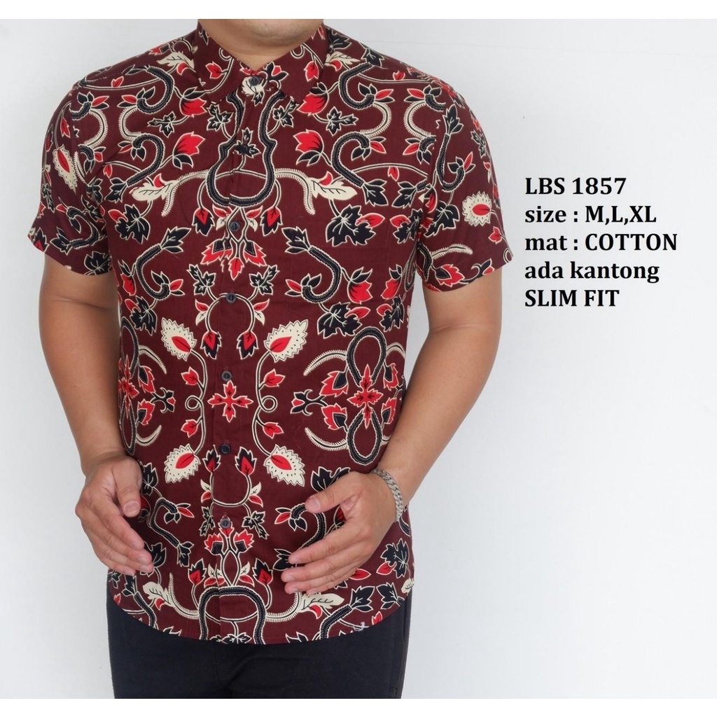 KEMEJA BATIK PRIA SLIM FIT LENGAN PANJANG BAJU BATIK PRIA LBS1857