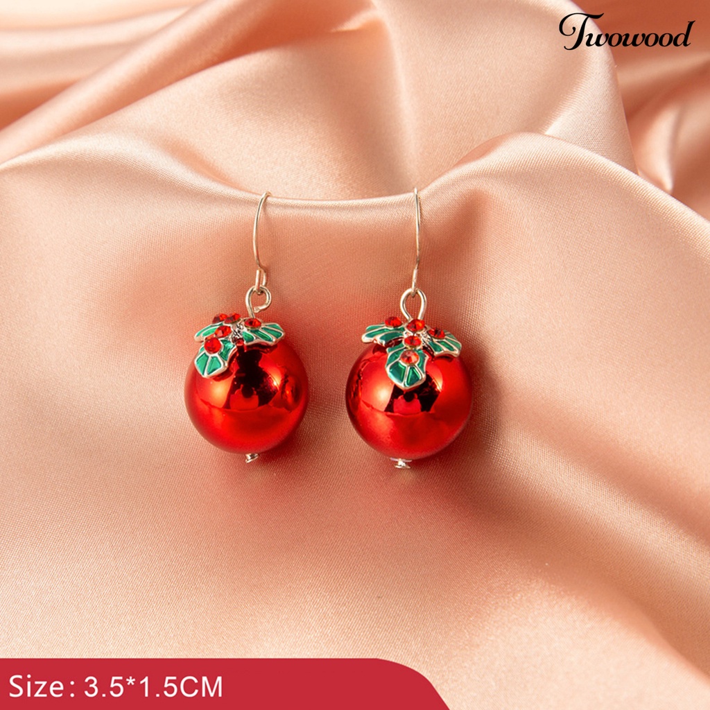 1 Pasang Anting Stud Desain Pohon Natal Snowman Bell Untuk Wanita