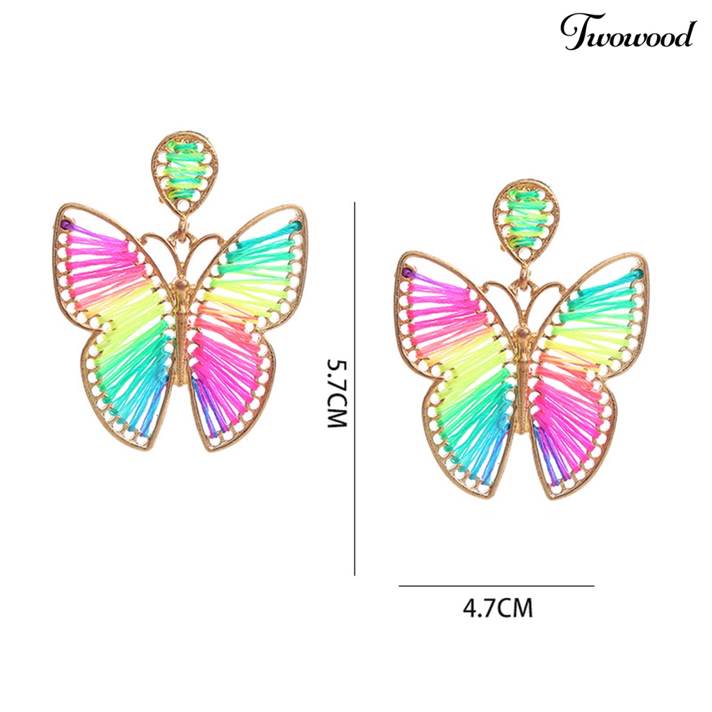 1 Pasang Anting Desain Butterfly Warna-Warni Gaya Boho Untuk Wanita