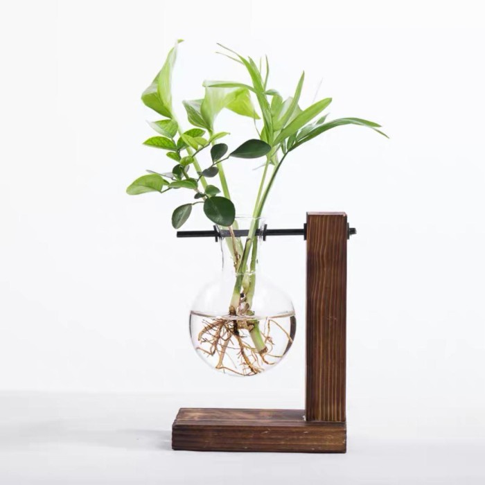 Pot Pot Tanaman Mini Aesthetic Bahan Kaca Kayu