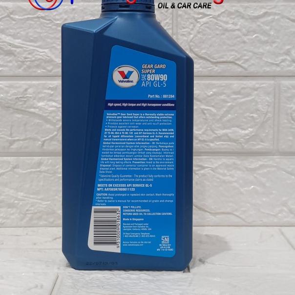 Oli MTF Valvoline Gear 80W-90 Gl-5