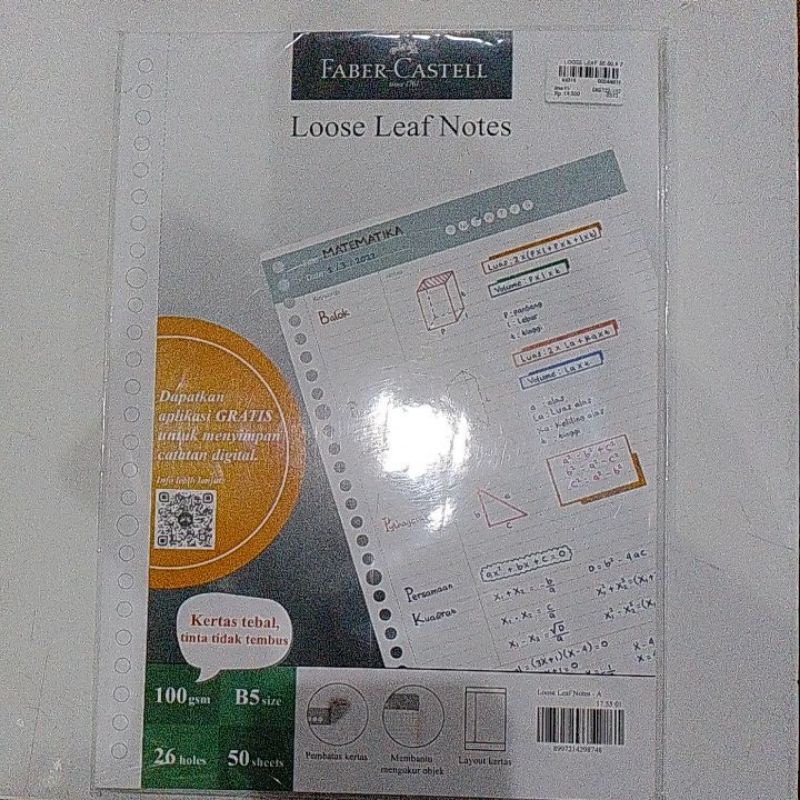 

Loose leaf notes faber Castell tebal tinta tidak tembus