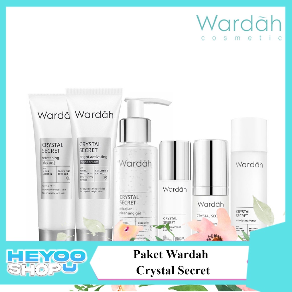 Paket Wardah Crystal Secret For Normal/Oily Skin Whitening Series (Kulit Normal/Berminyak) Perawatan Lengkap Untuk Wajah Cerah Glowing Tanpa Flek Hitam