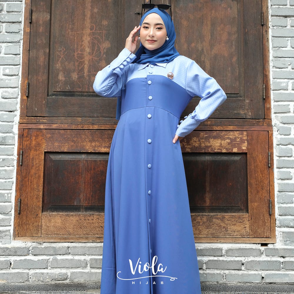 Gamis DAVINA NADIFA ORI by viola hijab itycrepe polos polka ootd syari busana muslimah terbaru overall look baju fashion longdress