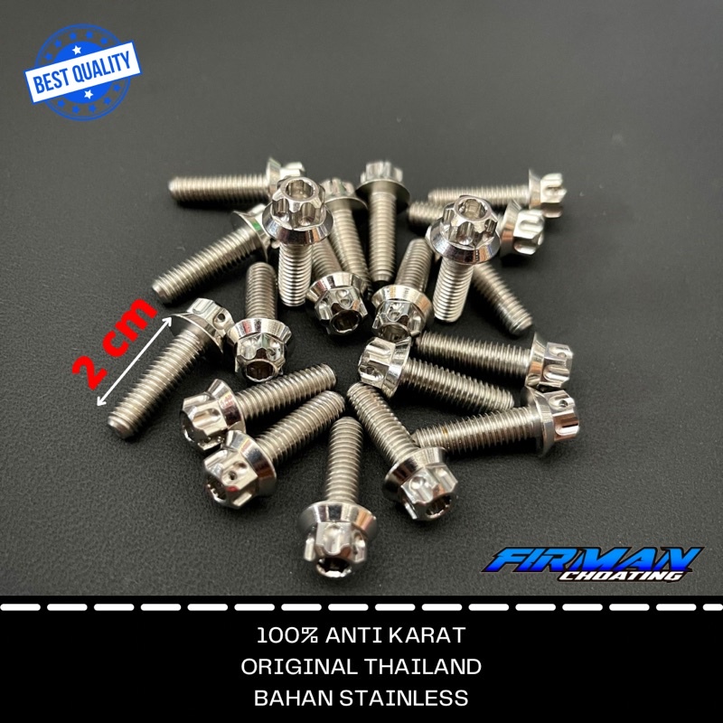 PROBOLT BAUT 1 KUNCI &amp; 2 KUNCI M6x20 DRAT 10 PANJANG 2CM (Harga 1 Pcs )