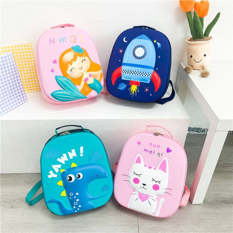 TAS ANAK PAUD TK 3D TIMBUL KARAKTER MERMAID DINO ROKET CAT / TAS SEKOLAH RANSEL MURAH LUCU