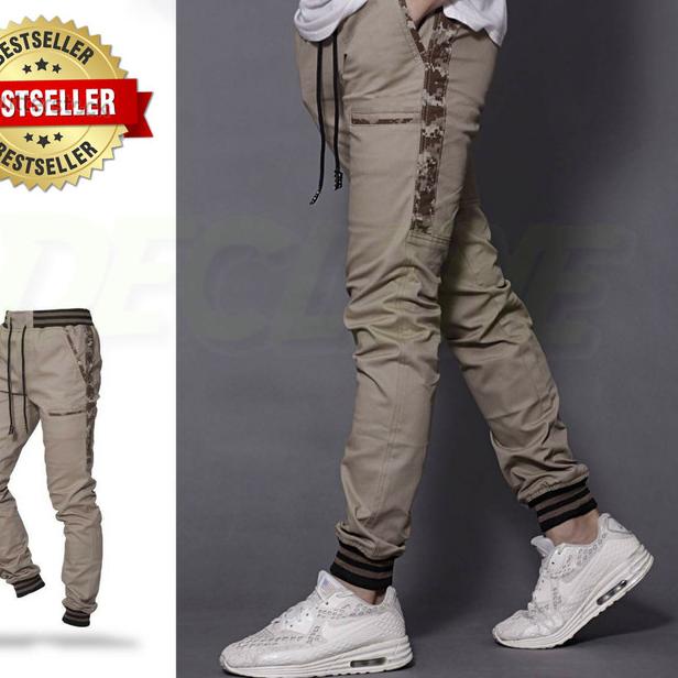 Celana joger pria | joger camo green| joger list army | jogger | urban - Hijau Army, M