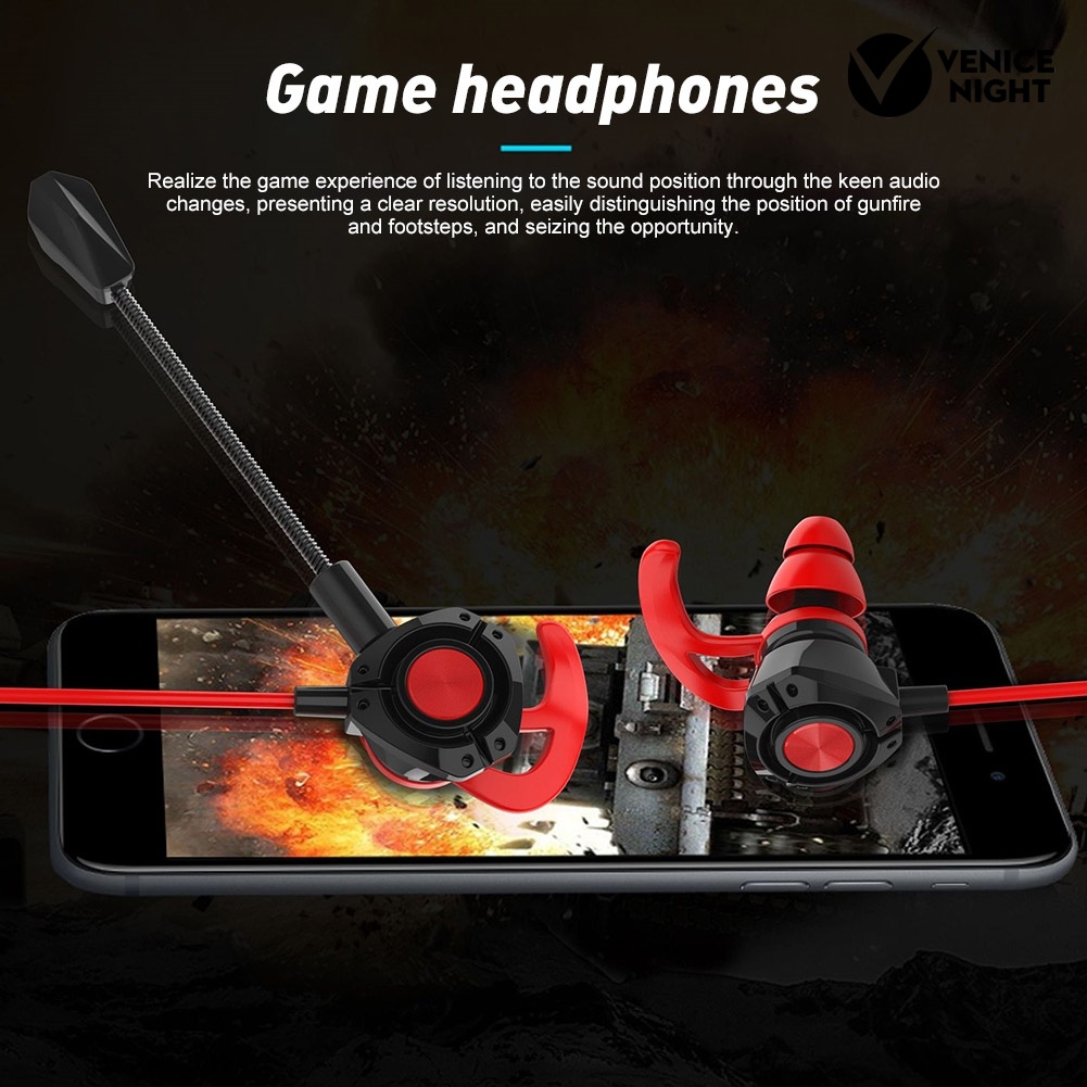 (VNEP) (Berkabel) G22 3.5mm Plug In-ear Gaming Earphone Headphone Dinamis dengan Mikrofon