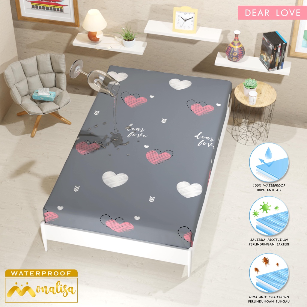 Monalisa Waterproof Sprei Uk 100/120 - Dear Love