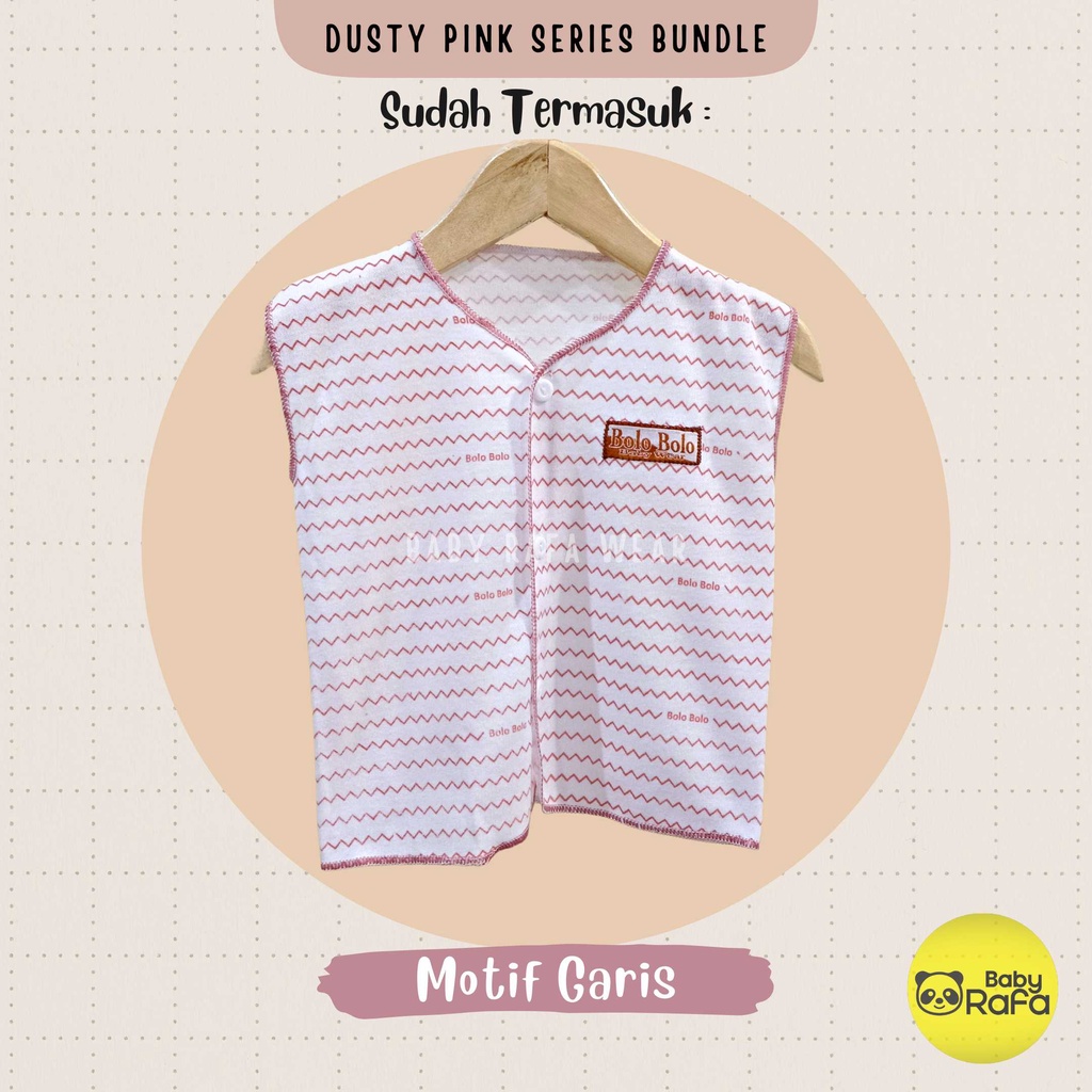 Serian Dusty - 3 pcs Baju Bayi Kutung Bayi Baru Lahir 0 sd 3 Bulan Pink Dusty Series merk SNI Bolo - Bolo