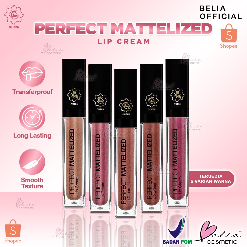 ❤ BELIA ❤ VIVA Queen Perfect Mattelized Lip Cream | Matte | Metalic Lip | Tahan Lama | Waterproof | Lipstik | BPOM