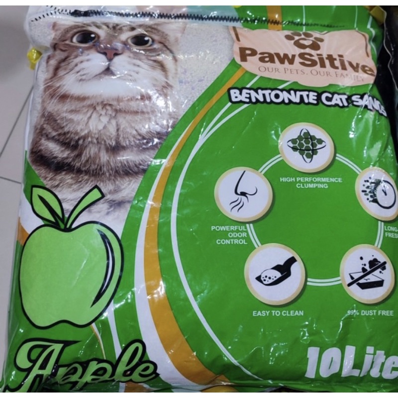 Pasir Kucing Wangi gumpal Pawsitive 10 litter apple