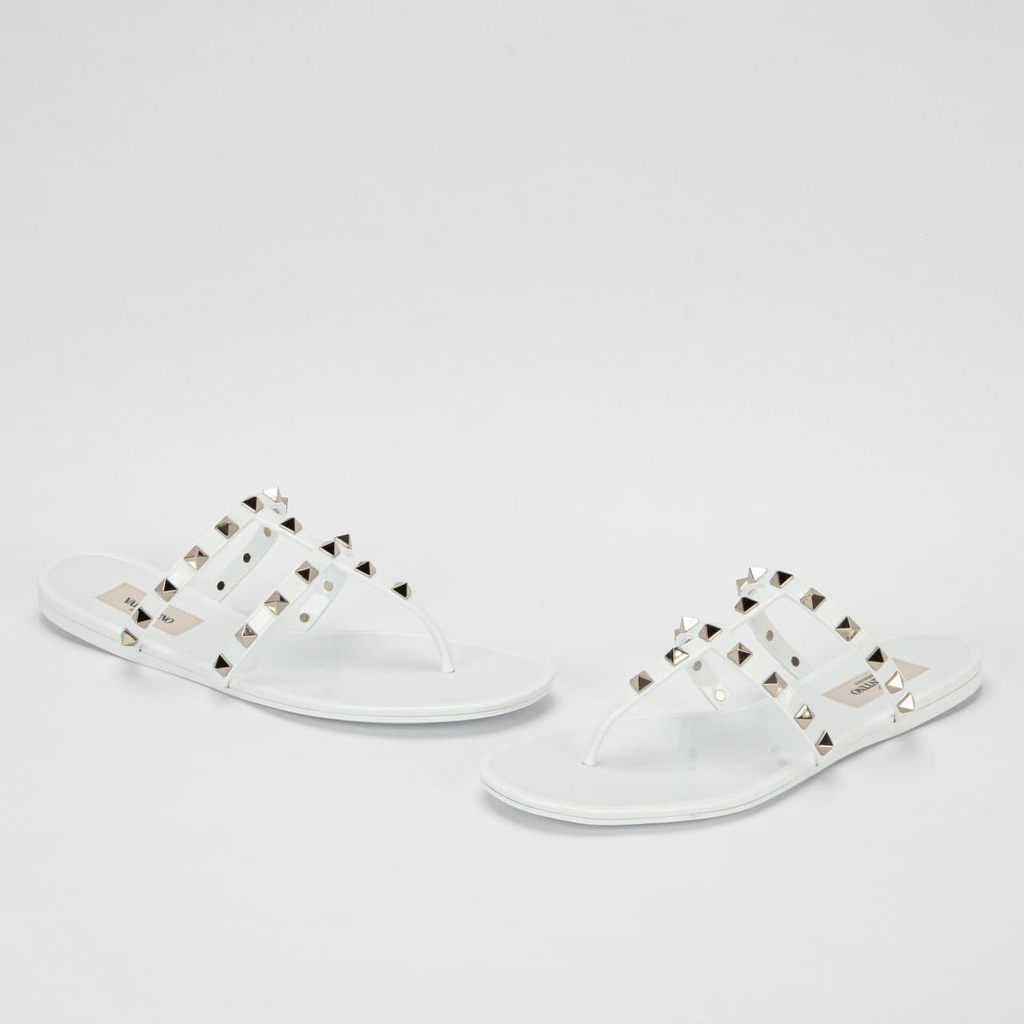 VLTN Garavani Rockstud Sandal Thong T Jelly White 100% Original