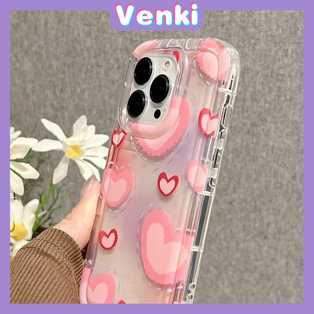 Case For iPhone 14 Pro Max TPU Soft Jelly Airbag Case Clear Pink Cute Hearts Case Camera Protection Shockproof For iPhone 14 13 12 11 Plus Pro Max 7 Plus X XR