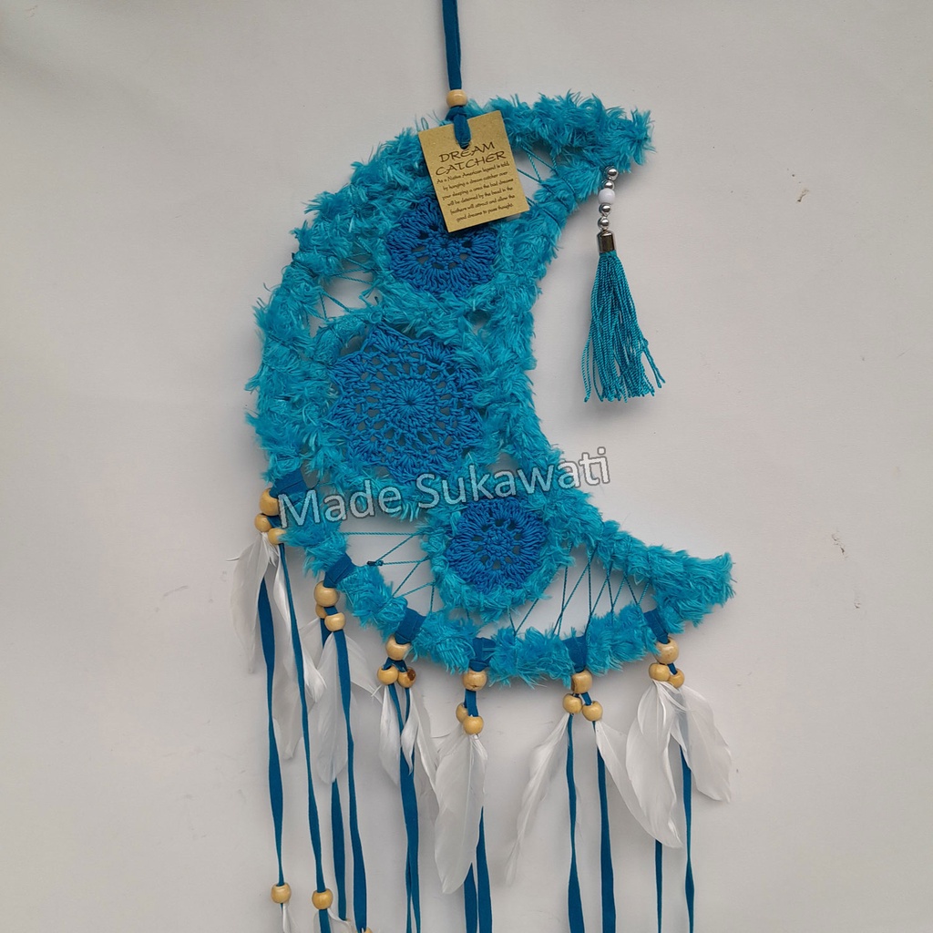 Dream catcher bulan sabit diameter 27cm Kerajinan hiasan handmade Bali