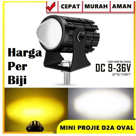 Lampu LED D2 OVAL tembak laser gun sepeda motor mobil mini 2 warna lensa 4d d2a