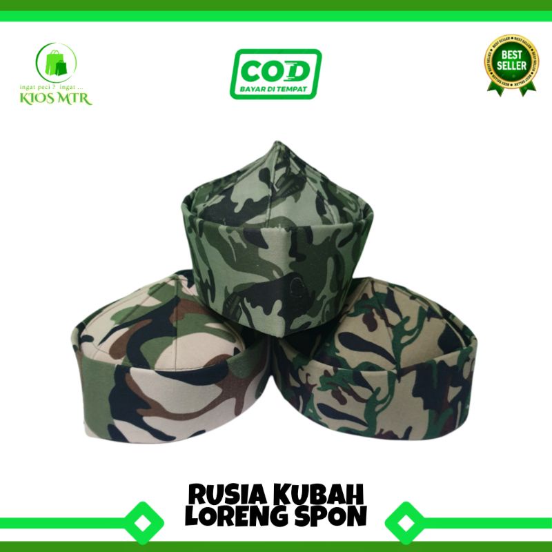 Peci RUSIA SPON KUBAH LORENG  Murah , Kopiah kubah Nabawi Spon Loreng , Songkok Rusia Ceng Ho Loreng